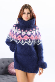 Beautiful Blue Icelandic Fluffy Mohair Turtleneck Sweater
