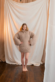 2XL Ready Merino Beige Chunky Handmade Wool Sweater