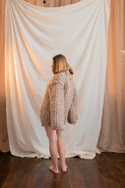 2XL Ready Merino Beige Chunky Handmade Wool Sweater