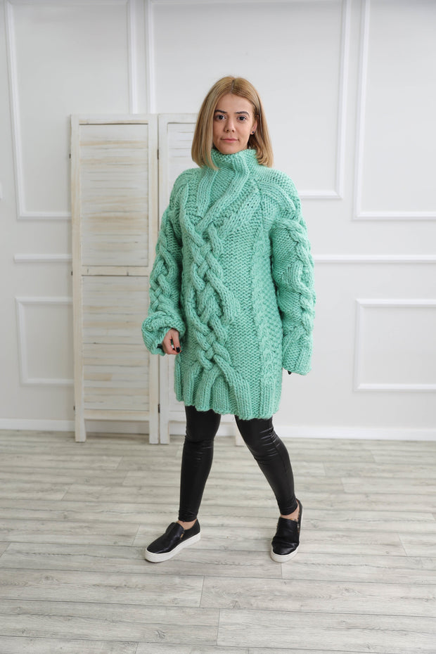 Chunky Wool Cable Sweater Dress