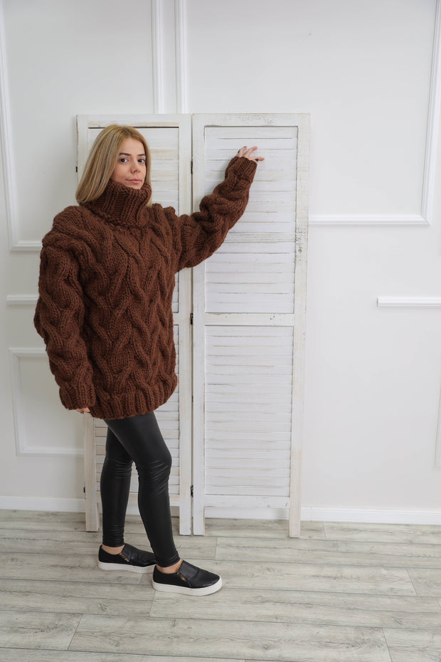 Brown Turtleneck wool sweater