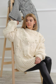 Beige Oversized Wool Sweater