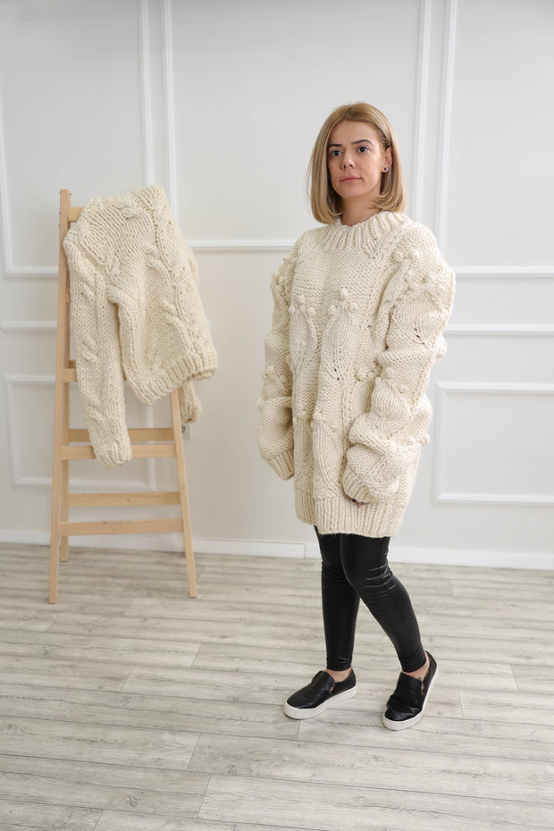 Beige Oversized Wool Sweater