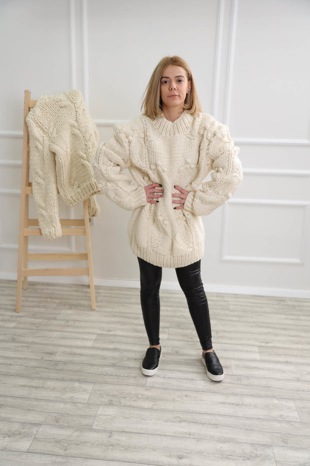 Beige Oversized Wool Sweater