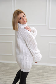 White turtleneck mohair sweater