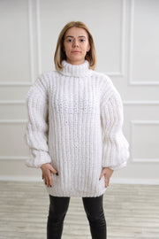 White turtleneck mohair sweater