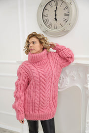 Pink Turtleneck wool sweater