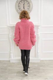 Pink Turtleneck wool sweater