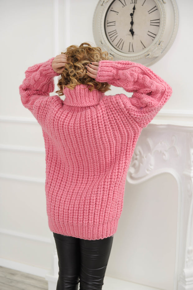 Pink Turtleneck wool sweater