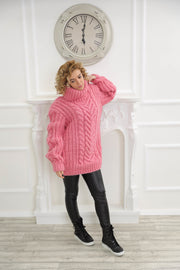 Pink Turtleneck wool sweater