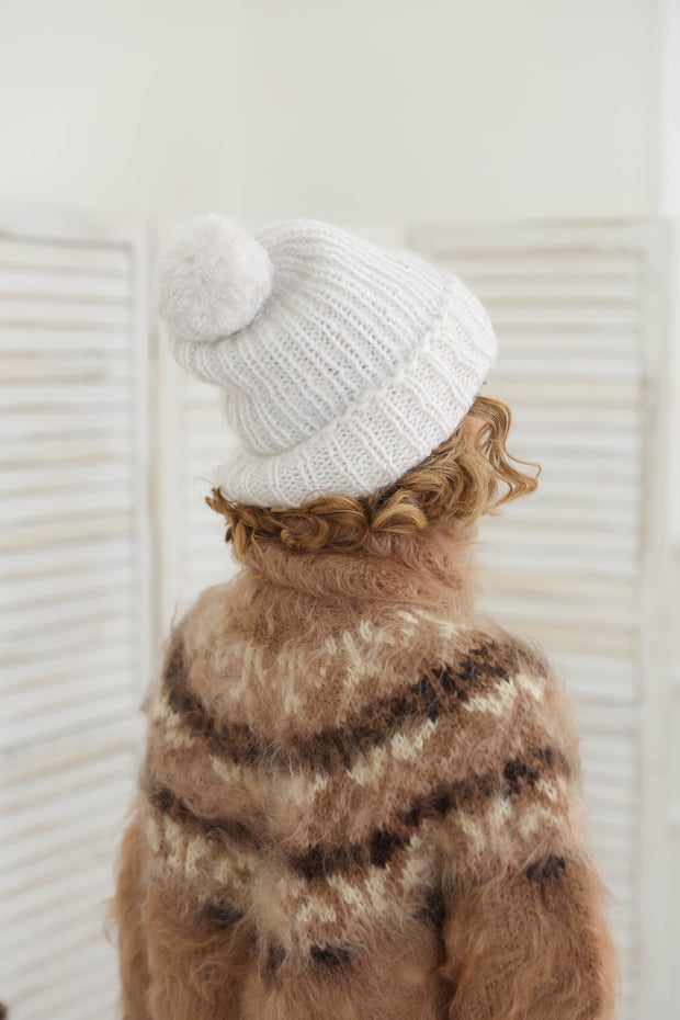 White handmade mohair hat