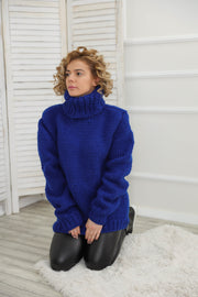 Blue turtleneck sweater