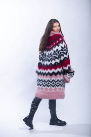 Fluffy Huge Icelandic Mohair Turtleneck Sweater Dress