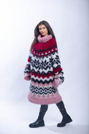 Fluffy Huge Icelandic Mohair Turtleneck Sweater Dress