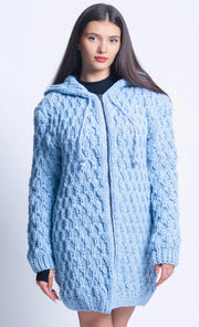 2XL Ready to ship Blue Hoodie Zipper Alpaca Cardigan