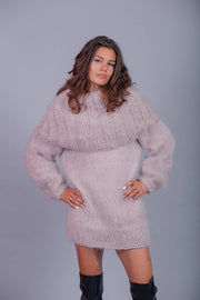 Oversized Crochet Mohair Turtleneck Sweater