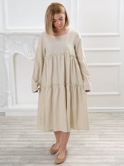 Long Sleeve Linen Dress with Pockets