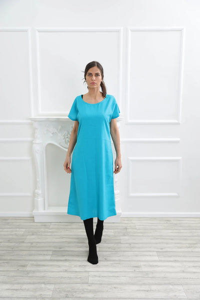 Organic Linen Dress Short Sleeves