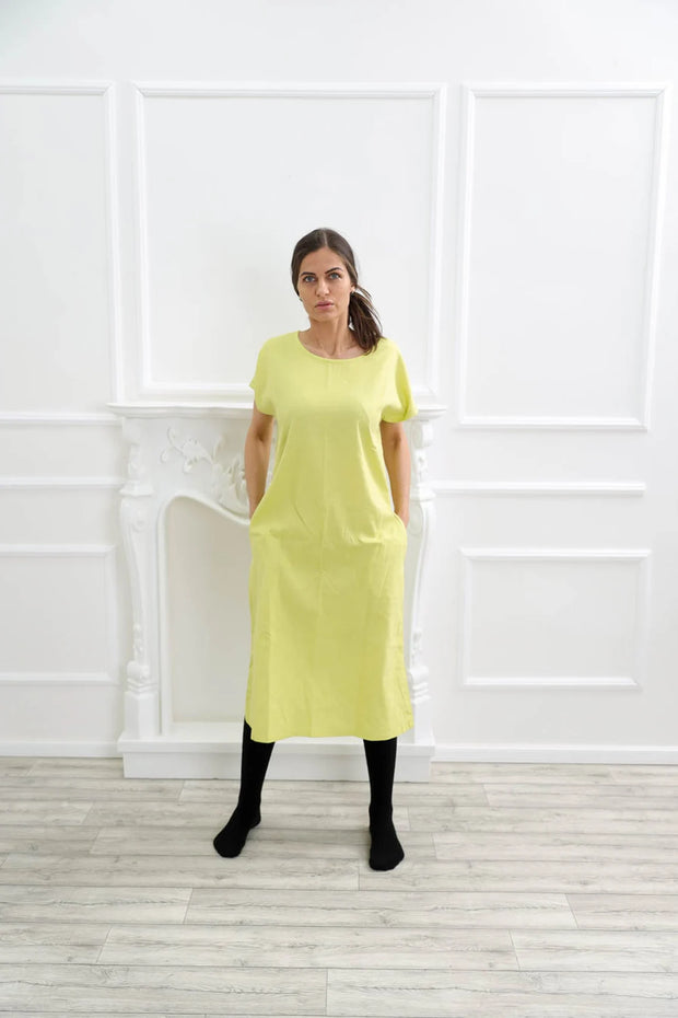 Organic Linen Dress with Pockets