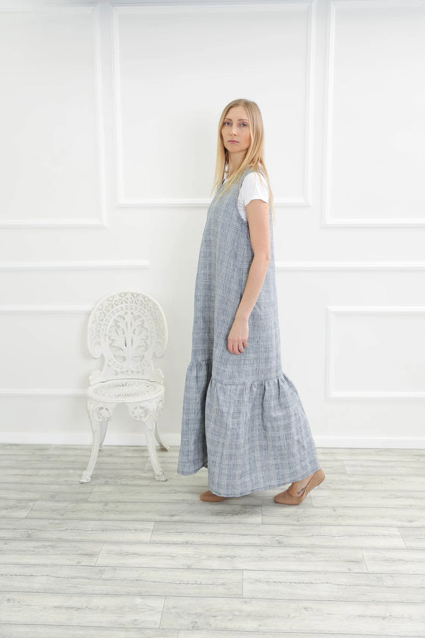 Long Linen Dress with Pockets