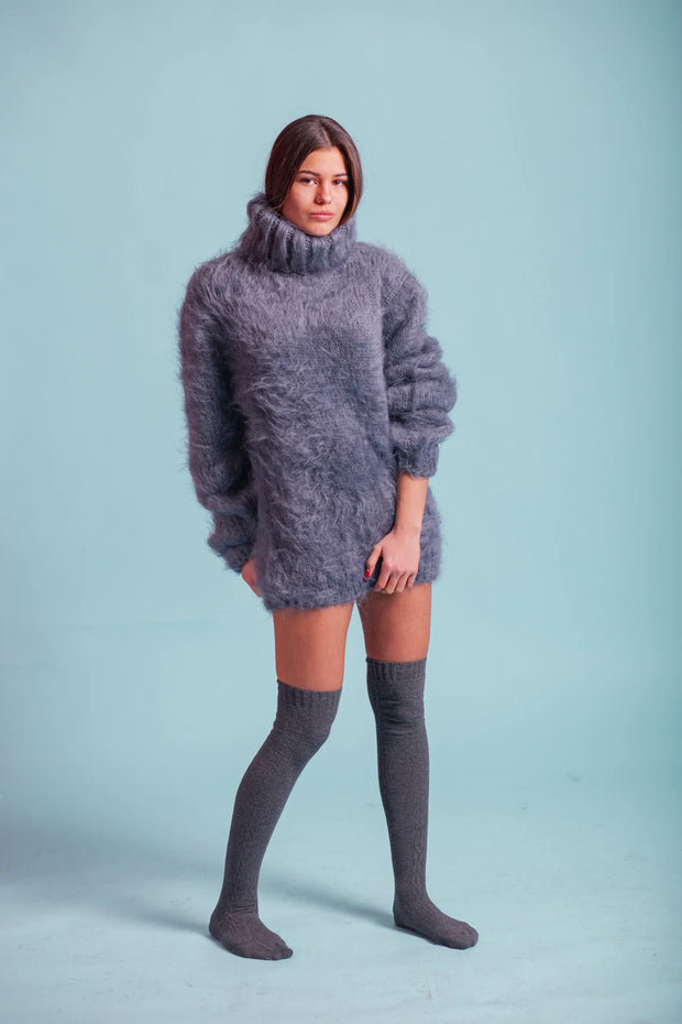 Fluffy Mohair Turtleneck Sweater