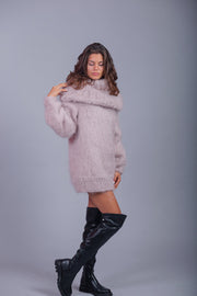 Oversized Crochet Mohair Turtleneck Sweater