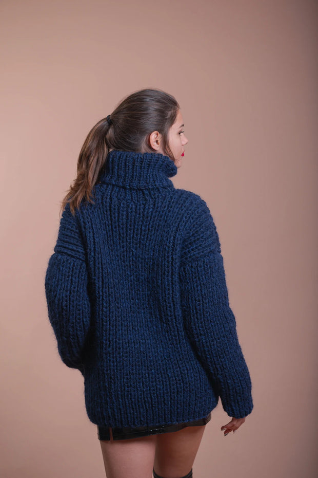 5 strand Mixed Mohair and Wool Turtleneck Sweater