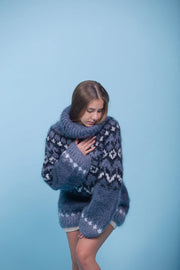 Handmade Mohair Nordic Fluffy Turtleneck