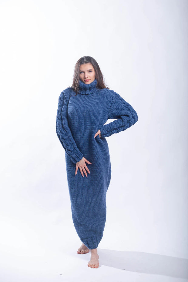 Maxi Wool Dress with Giant Turtleneck