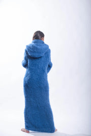 Fluffy Mohair Hoodie Dress with Strings