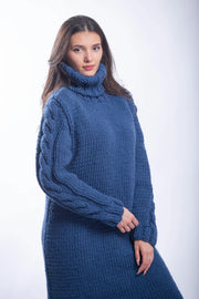 Maxi Wool Dress with Giant Turtleneck