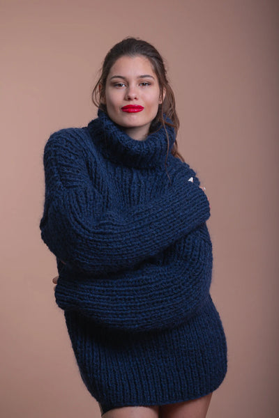 5 strand Mixed Mohair and Wool Turtleneck Sweater