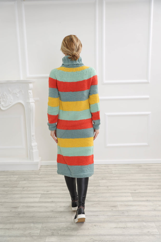 Striped Long Wool sweater Dress