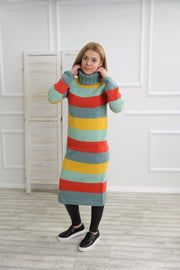 Striped Long Wool sweater Dress