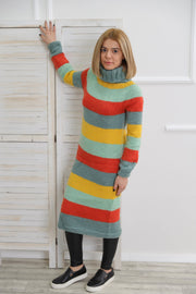 Striped Long Wool sweater Dress