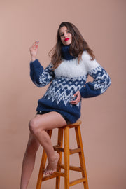 Beautiful Icelandic Blue Mohair Sweater