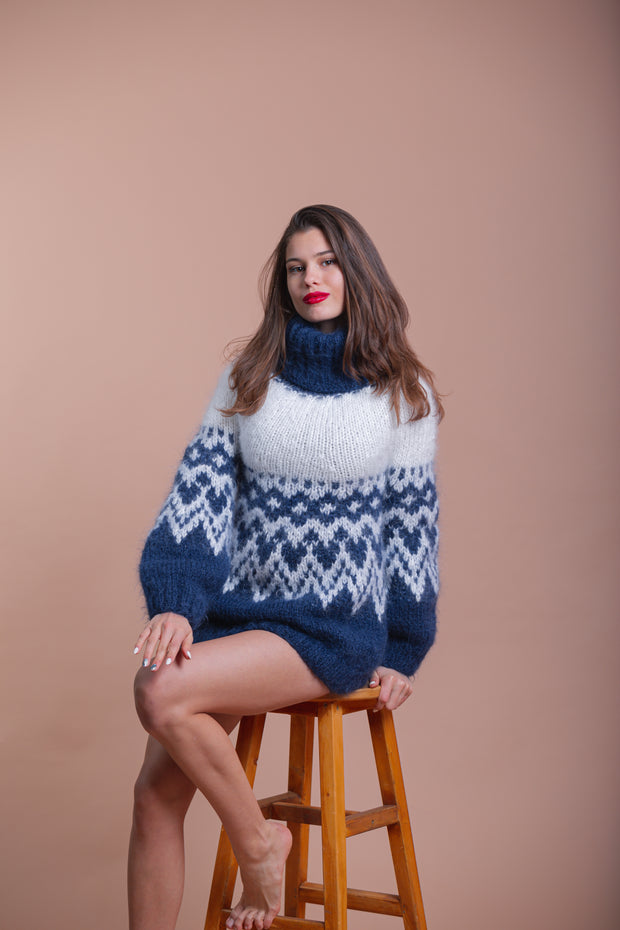 Beautiful Icelandic Blue Mohair Sweater