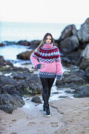 Pink Fluffy  Nordic Mohair Sweater