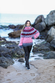 Pink Fluffy  Nordic Mohair Sweater