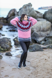 Pink Fluffy  Nordic Mohair Sweater