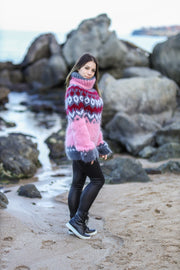 Pink Fluffy  Nordic Mohair Sweater