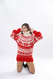 Red Nordic wool sweater