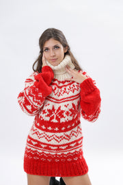 Red Nordic wool sweater