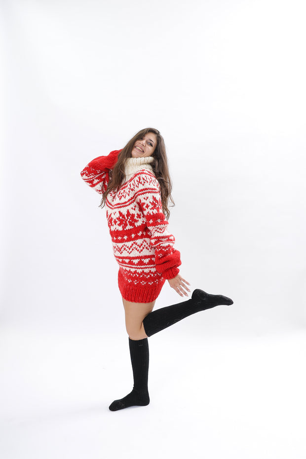 Red Nordic wool sweater