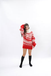 Red Nordic wool sweater