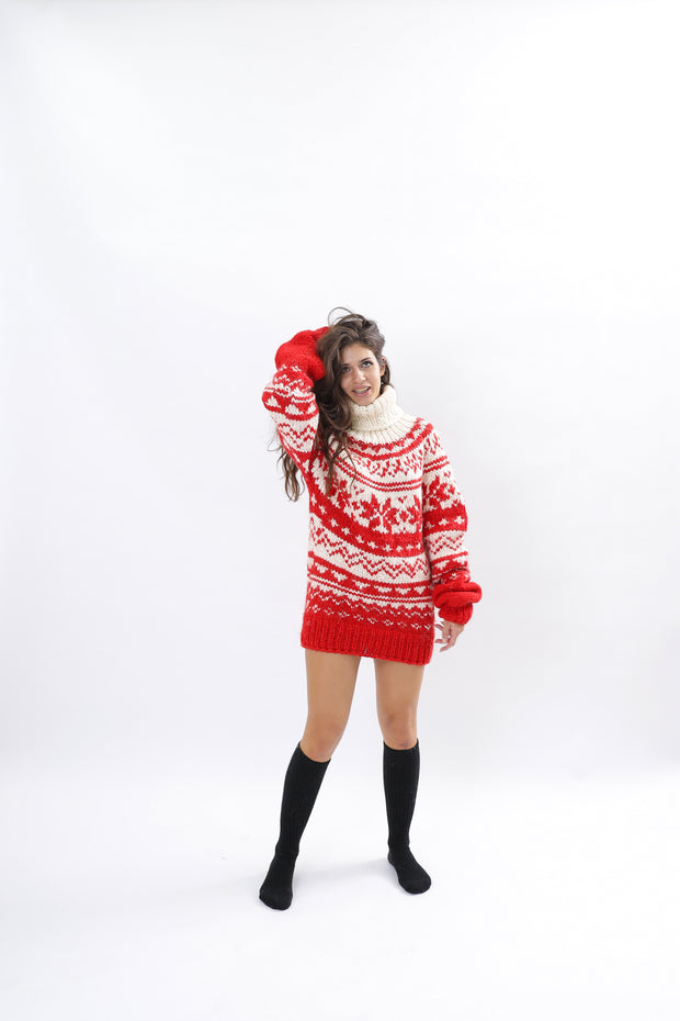 Red Nordic wool sweater