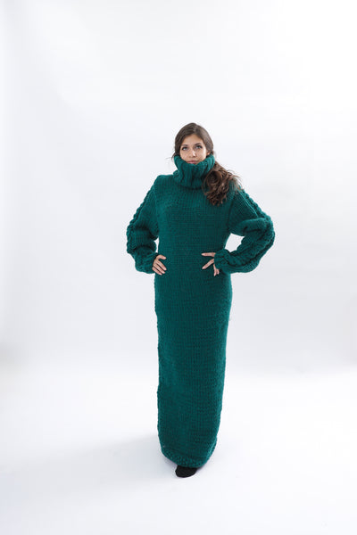 Green Knit Wool Dress