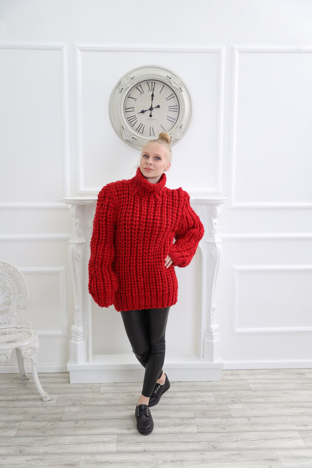 red wool sweater