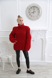 red wool sweater