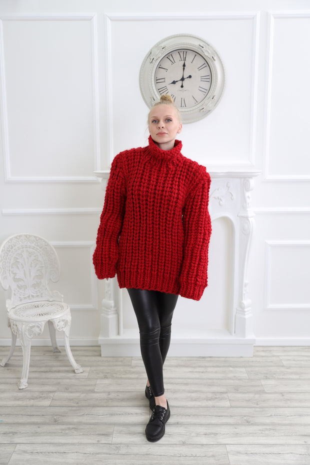 red wool sweater